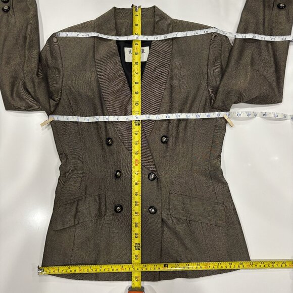 4 Dark Olive Long Sleeve Collared Double Breasted Pocket Button Lined Blazer - Picture 12 of 12
